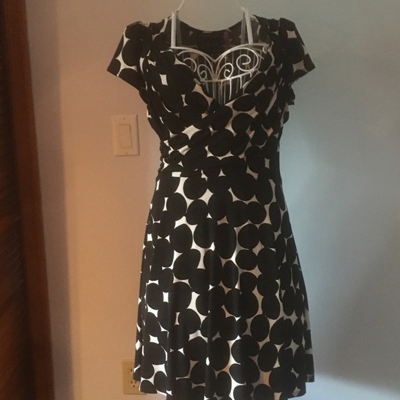 Leota Dresses & Skirts - Leota Black and White Polka Dot Dress